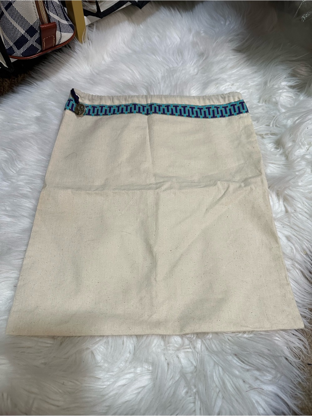 Tory Burch Cream with Blue Trim dust bag 12.5x15
